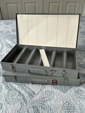 2 Vintage 35mm Slide Storage Boxes Metal Cases Capacity 150 Each 14.75"x7.75"x2"