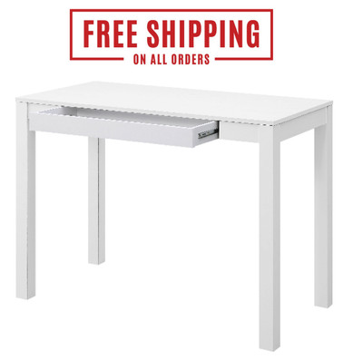 White Writing Desk W Storage Large Drawer Parsons College Home