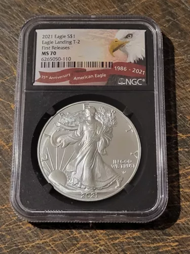 2021 S$1 Silver Eagle - Eagle Landing T-2 First Release - NGC MS70 - 6265050-110
