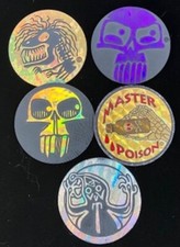 Vintage Pog Slammers s 3, 4, 7, 8. Circa 1990 s. Collection of five