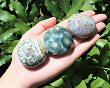 Ocean Jasper Hand Polished Stones: Sea Jasper Pebble, Palm Stone, Crystal