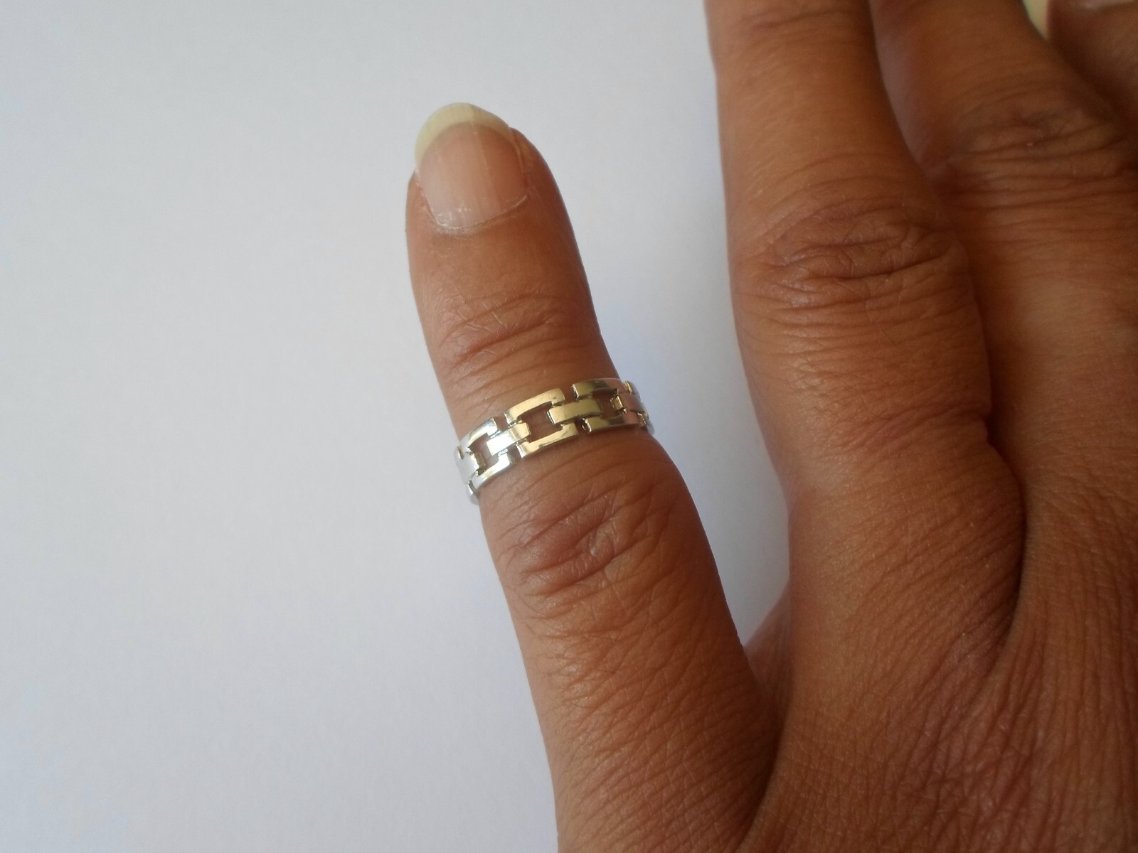 solid silver ring, ring, openwork squares, size 44 - image 2