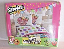 Shopkins Twin Size Sheet Set Girl's Bedroom Bedding Bed Sheets NEW RARE