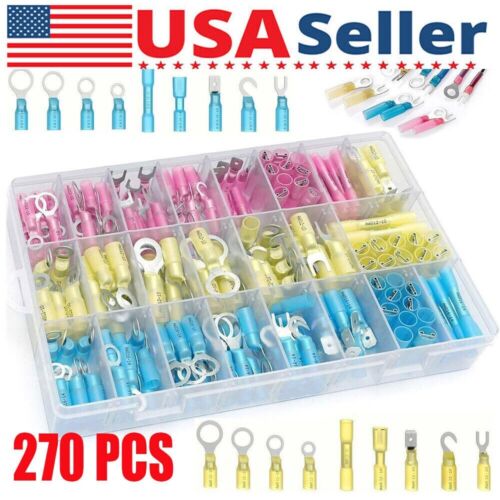 270pcs Heat Shrink Wire Connectors Marine Automotive Waterproof Terminals Set - Afbeelding 1 van 11