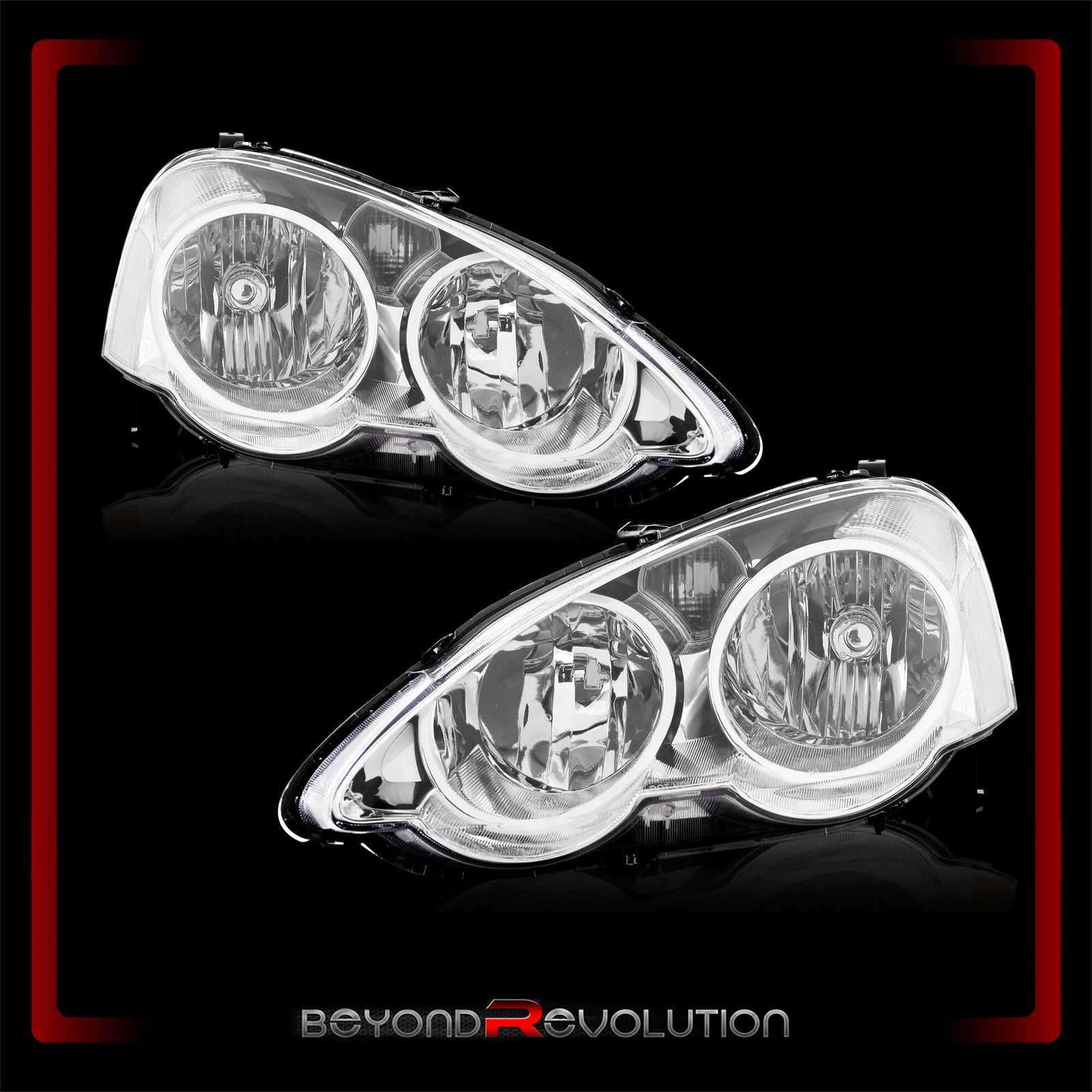 For 2002-2004 RSX DC5 Chrome Housing Driver & Passenger Headlights Assembly Lamp