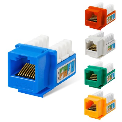 Lot of Cat6A RJ45 Keystone Jacks 90 Network Connectors - 110 Punch Down 8P8C