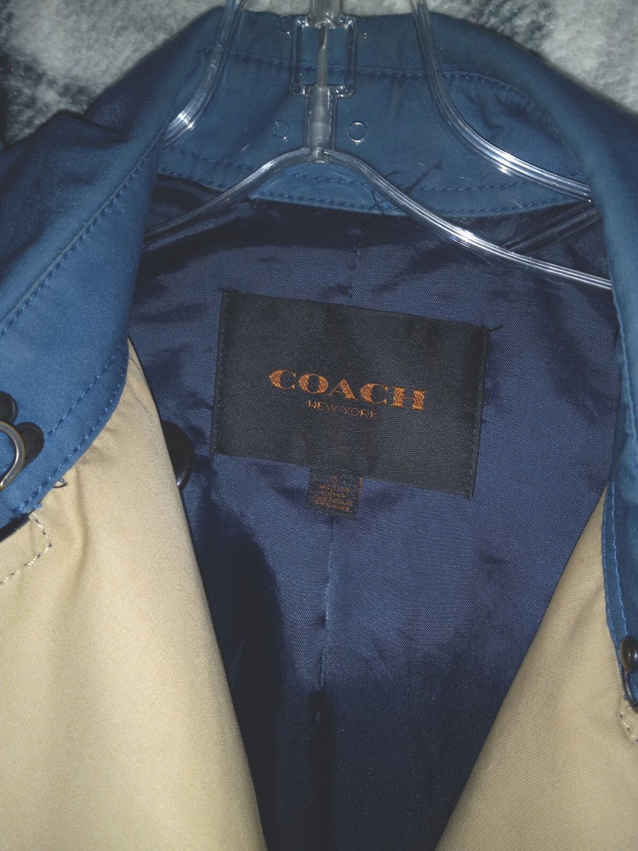Coach Colorblock Short Trench Coat Jacket F86036 Midnight Navy S
