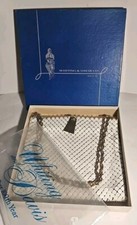 Vintage Whiting Davis White Metal Mesh Handbag Gold Chain Link 10 W/ Box