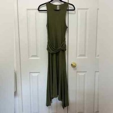 Anthropologie (S) Ribbed Kingsolver Tank Dress Moss Green Asymmetrical Midi