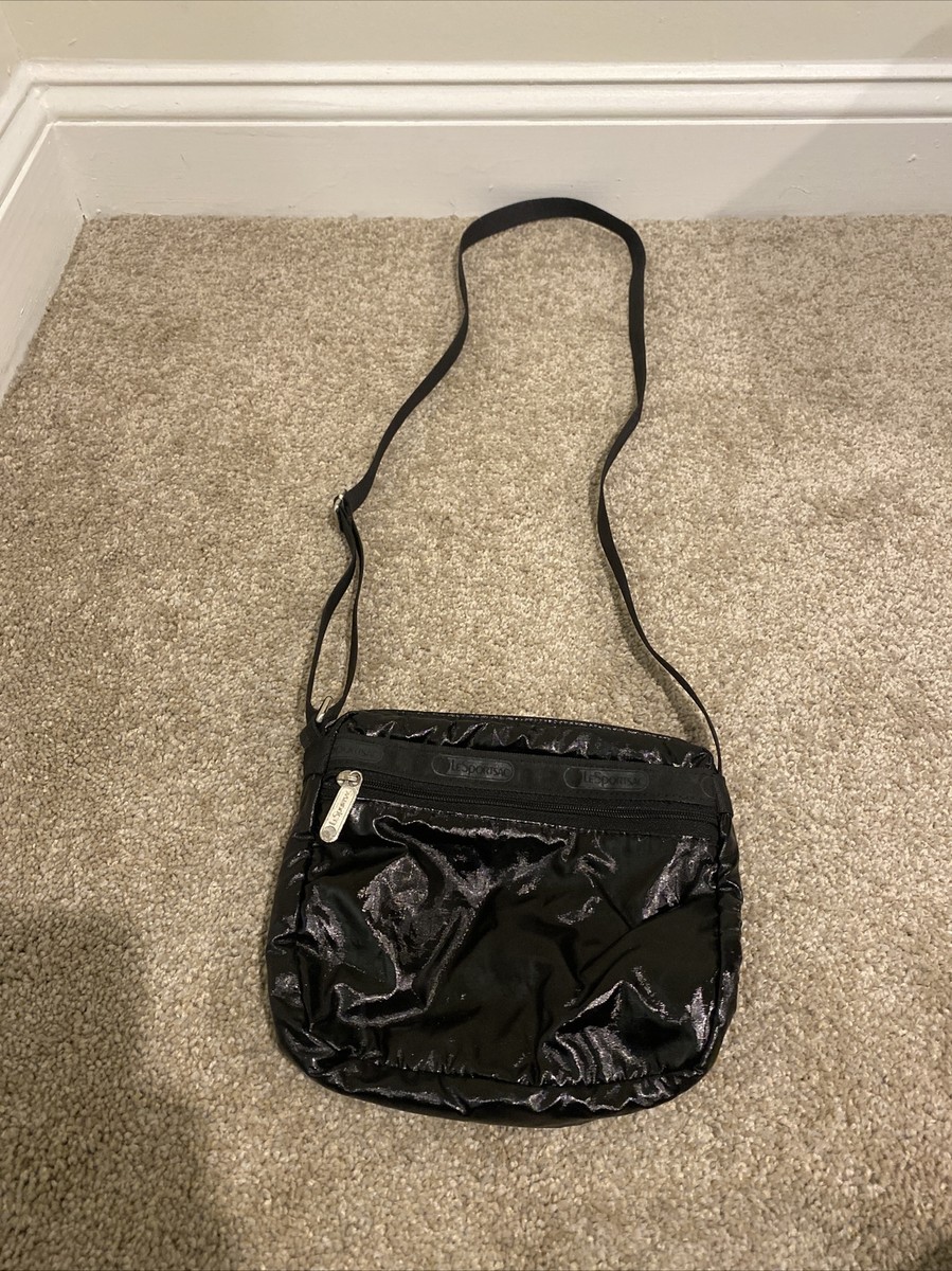 Lesportsac Black Shiny Messenger Bag