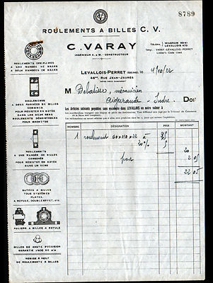 Levallois-Perret (92) KUGELLAGER ''C. VARAY Constructeur'' 1922