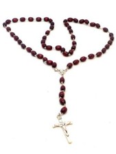 Burgundy Wood Bead Rosary From Italy