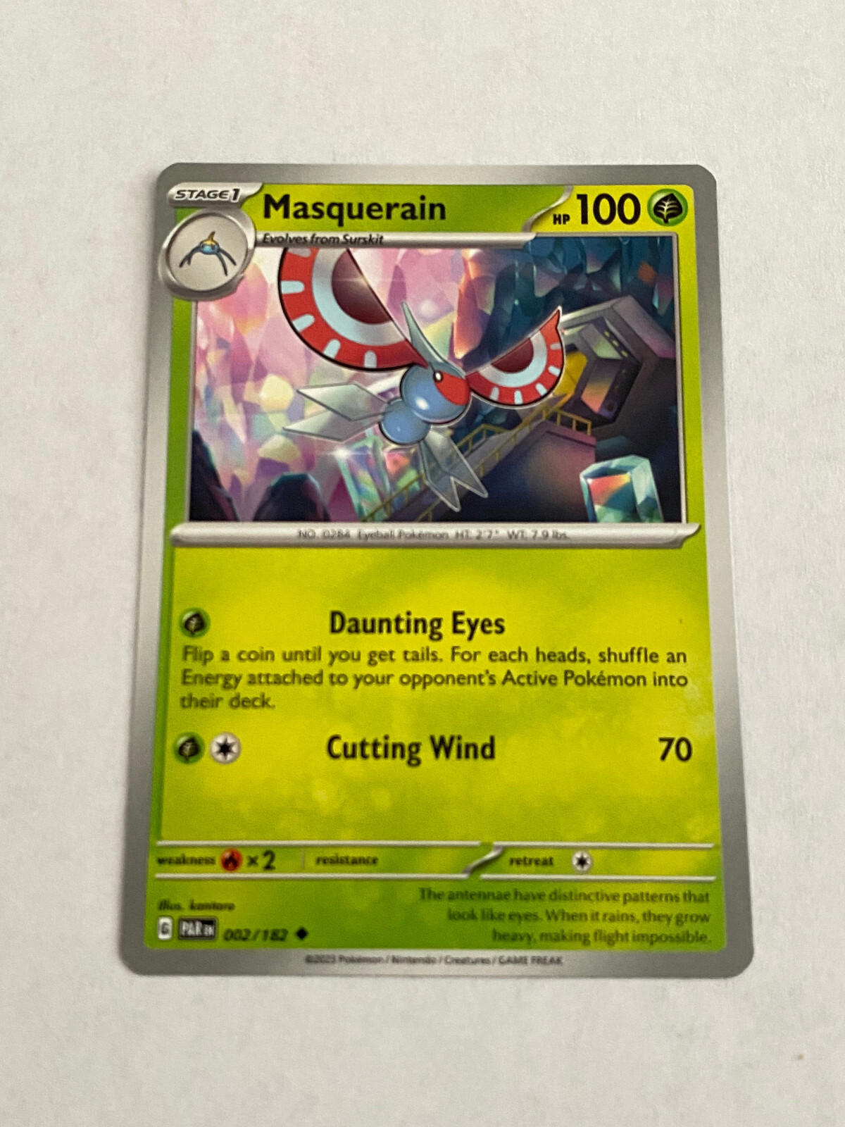 Near Mint Masquerain 002/182 Pokemon Trading Card Scarlet & Violet Paradox Rift