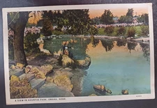 1935 postcard View in Kountze Park Omaha Nebraska posted