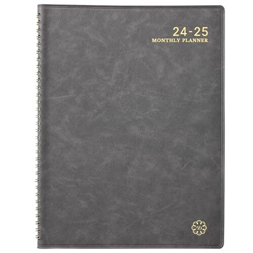 2024-2025 Grey Leather Soft Cover Monthly Planner