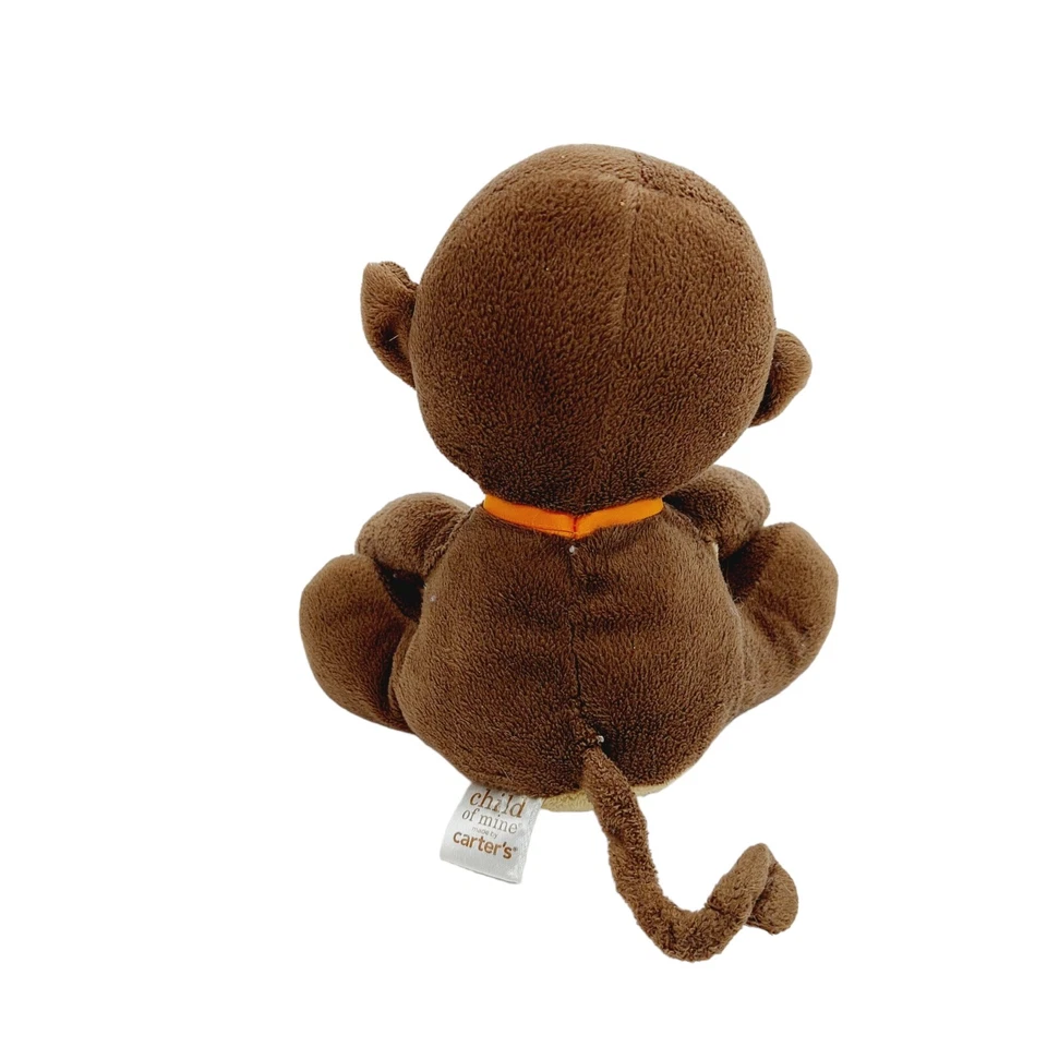 Peluche Carters Child of Mine marrón tostado mono naranja lazo 6 pulgadas Foto 2 de 4