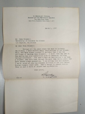 Bishop G. Bromley Oxnam 1948 letter to Mr. Dean Cromwell