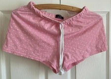 Lounge Shorts - Pink with White Polkadots - Size XS - Brand F F - Waist Cord