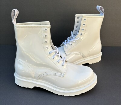Martens 1460 Mono Patent Leather Boots White Womens Size