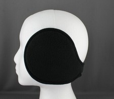 Black fleece ear muffs warmers behind head under hair fold up ear covers
