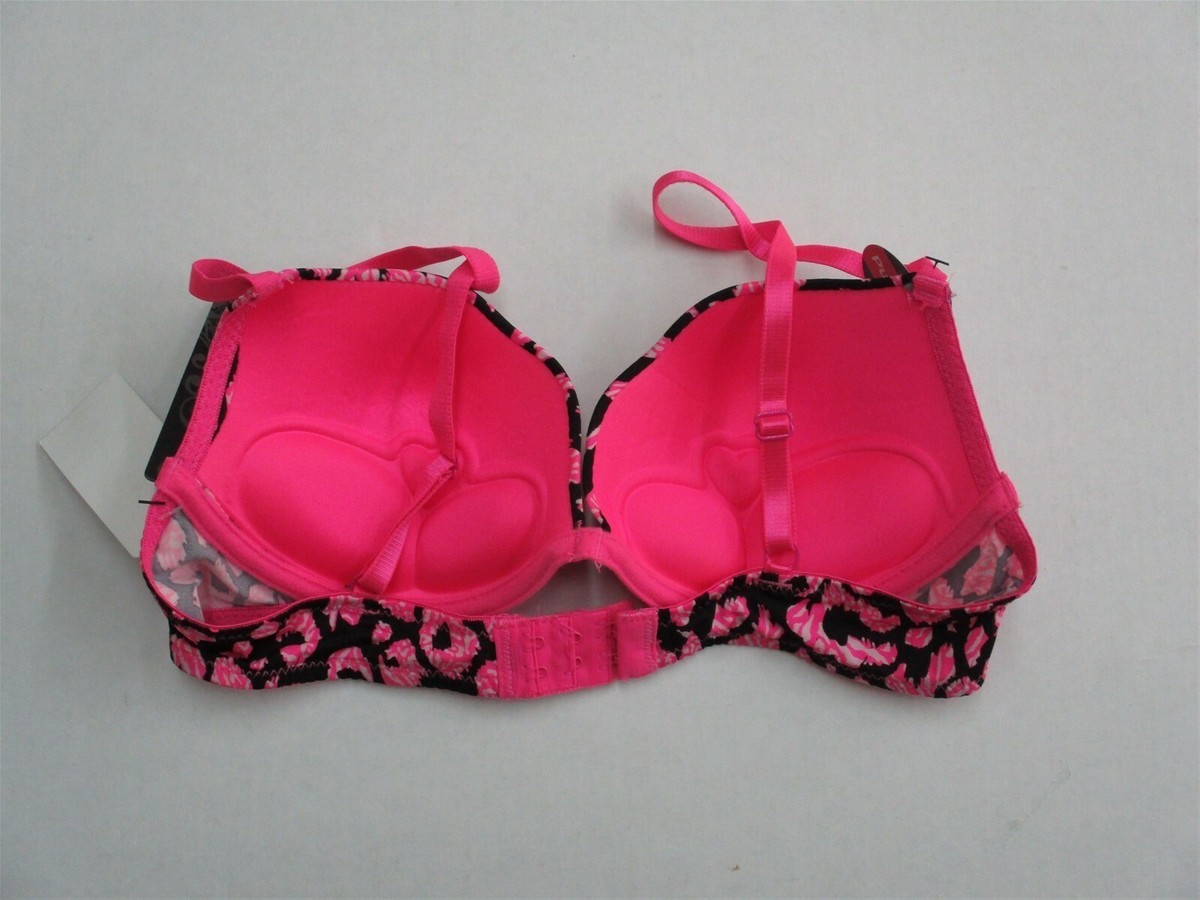 【 griguri 】border monster bra 925X05 Rampage 500991 Animal Print Plunging Push Up Bra 36B Pink
