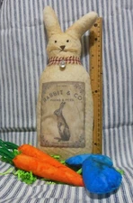 Primitive Rabbit--"Elmer" Spring/Easter--12 inch cupboard tuck,ornie, 2carrots