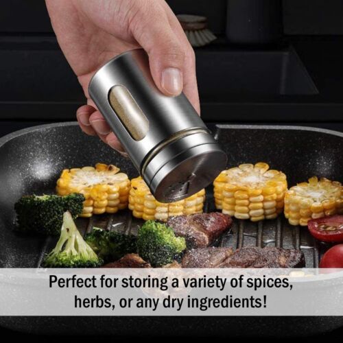 Mini Stainless Steel Glass Storage Jar with Shaker Seasoning Spice Storage Jar - Picture 6 of 12