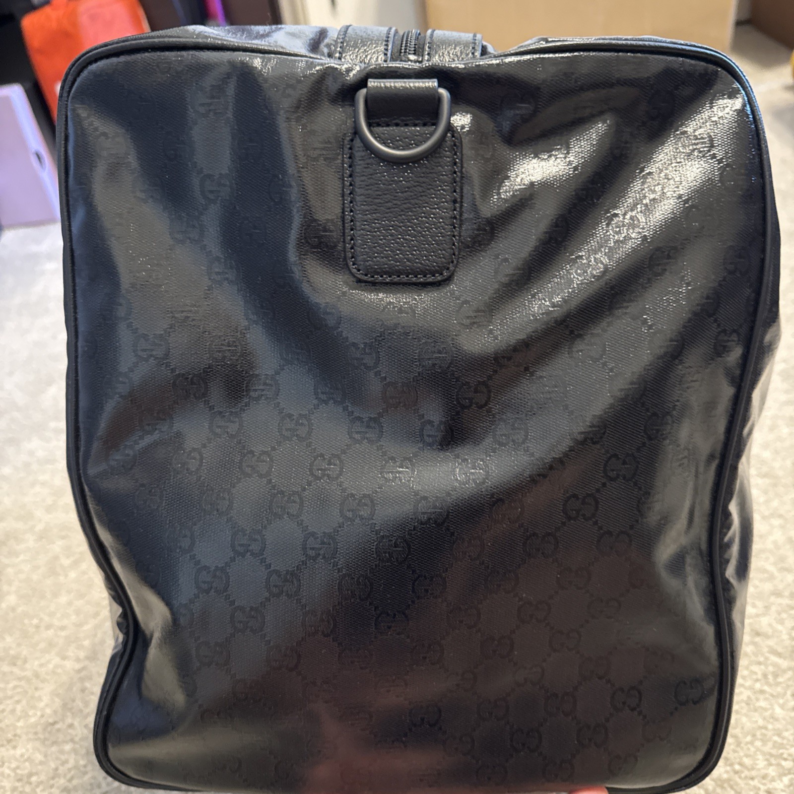 Gucci GG Crystal Black Coated Canvas Large Duffle Bag Authentic thumbnail 7