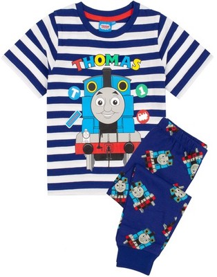 Thomas and Friends Kurzarm Pyjama Set mit langem Bein | Jungen Blau | Official Merch