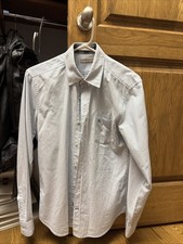 Men  s Burberry Brit Powder Blue And White Striped Button Down. Size S