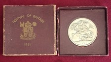 1951 Festival Of Britain Coin In Original Burgundy Box 