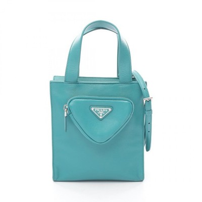 PRADA NAPPA Shoulder Crossbody Handbag 1BG418 leather Green Used