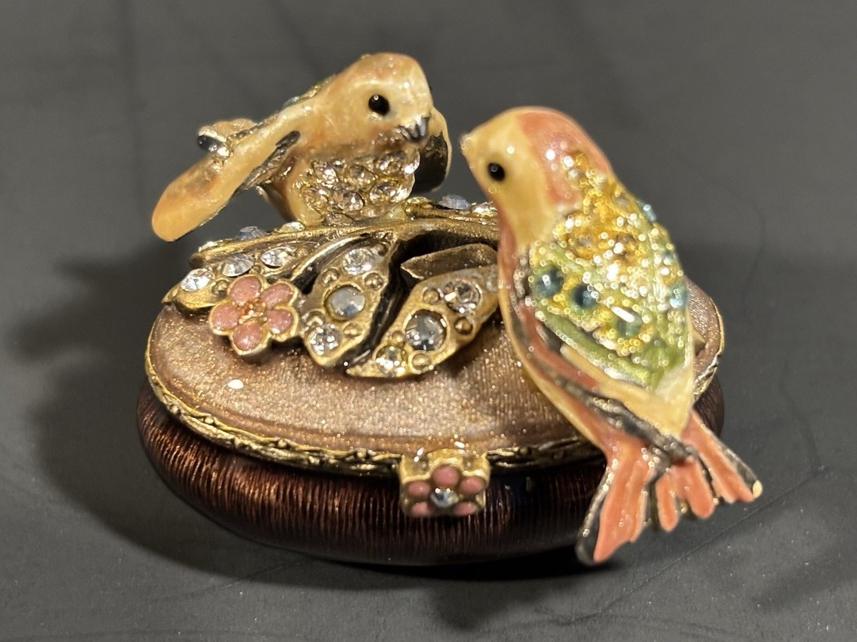 JAY STRONGWATER LOVE BIRDS MINIATURE ENAMEL & SWAROVSKI CRYSTAL