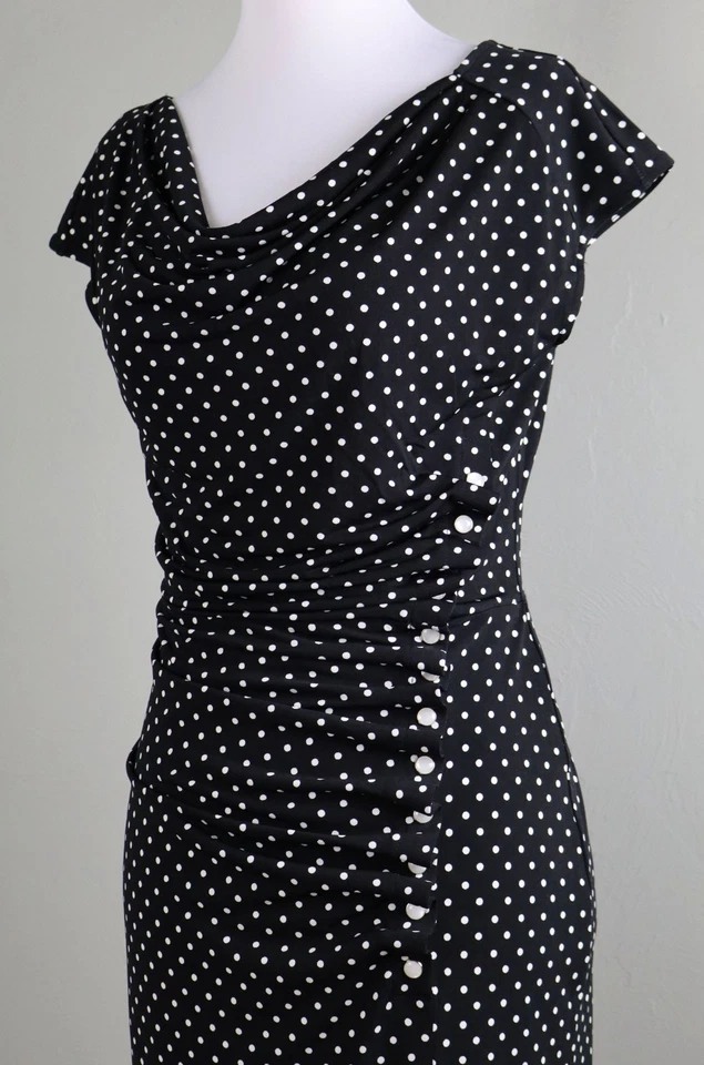Vestido Midi White House Black Market Novo com etiquetas $140 Shirred Bolinhas Slinky Tamanho 4 - Imagem 2 de 4