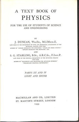 A Text Book of Physics for Students of Science and Engineering - part 3 and 4 li