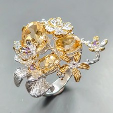 Gemstone Natural Citrine Ring 925 Sterling Silver Size 6 /R445042