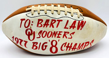 Oklahoma Sooners 1977 Team Signed Football Big 8 Champions Sims Lott Peacock