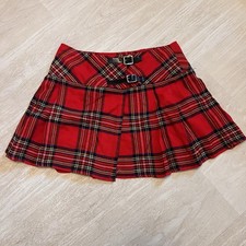Women s Red Plaid Mini Kilt Skirt Size 32