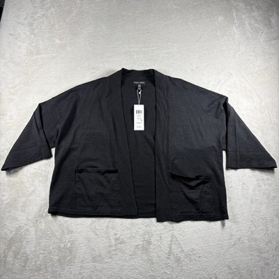 Eileen Fisher Sweater Cardigan Women s S/ M Petite Black Linen NWT #2811