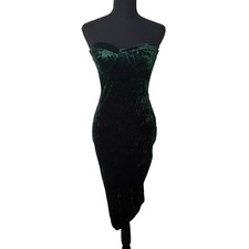 Windsor Womens Green Velvet Babydoll Midi Dress Size S Cocktail Glam Holiday NYE