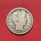 (1) Beautiful Antique 1901-S Barber Half Dollar CHOICE G-GOOD KEY DATE