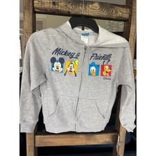 Disney Mickey  Friends Kids Heather Gray Zip Up Hoodie Sweatshirt S 6/7 FJ3601