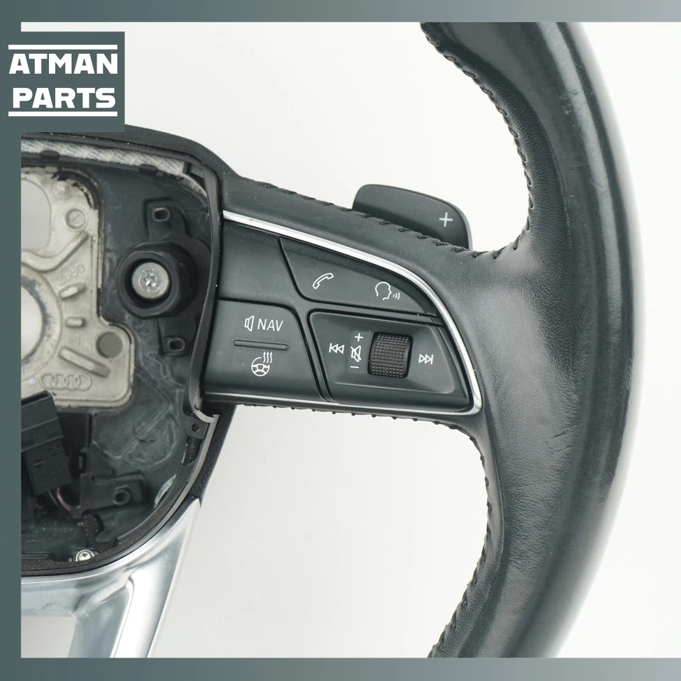 17-19 Audi 4M Q7 Sport Steering Wheel w/ Paddle Shifter Black 4M0419659A OEM - Image 2 of 4