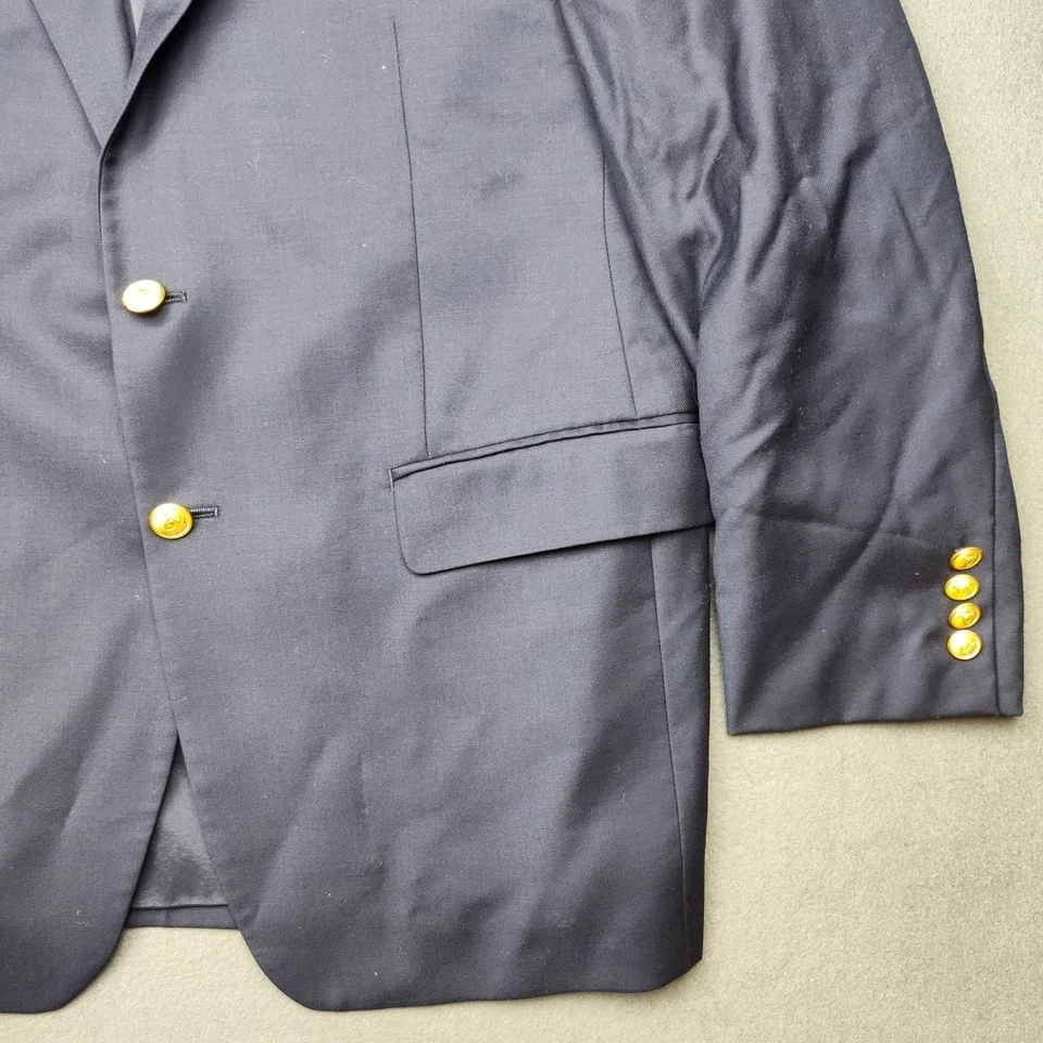 Abrigo Deportivo Lauren Ralph Lauren Hombres 40R Azul Dorado Botón Blazer Traje Chaqueta Trabajo Foto 3 de 4