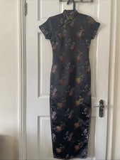 Black Flowery Kkimono Dress On Size 32 (uk 6)