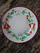 4 Vintage Huta Silesia 9.5” Enamelware Vegetable Plates Made In Poland