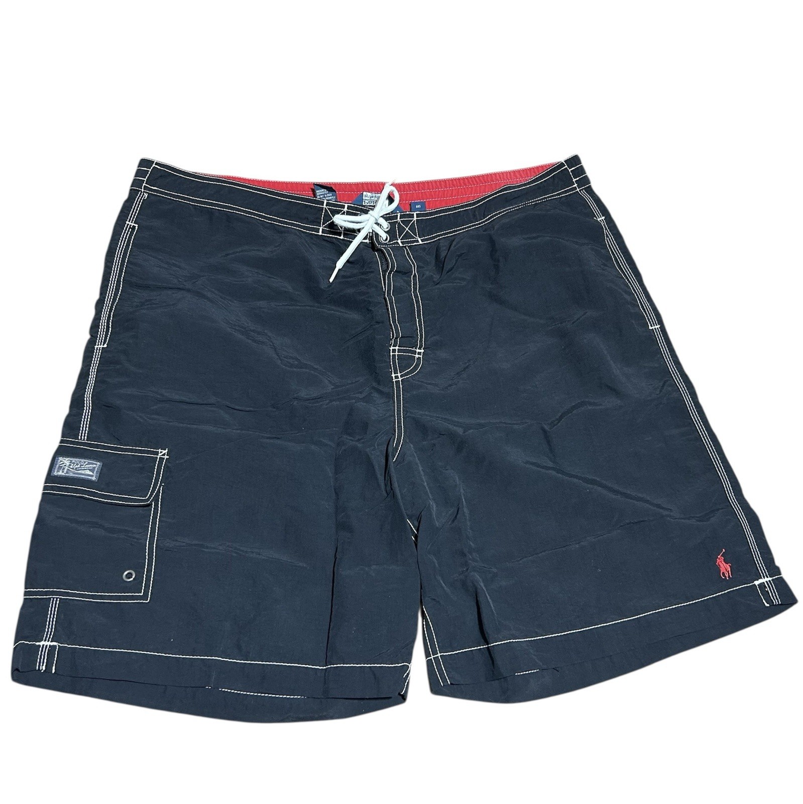 Vintage Polo Ralph Lauren Swim Trunks Cargo Shorts - Mens 2XL / XXL Black Pony
