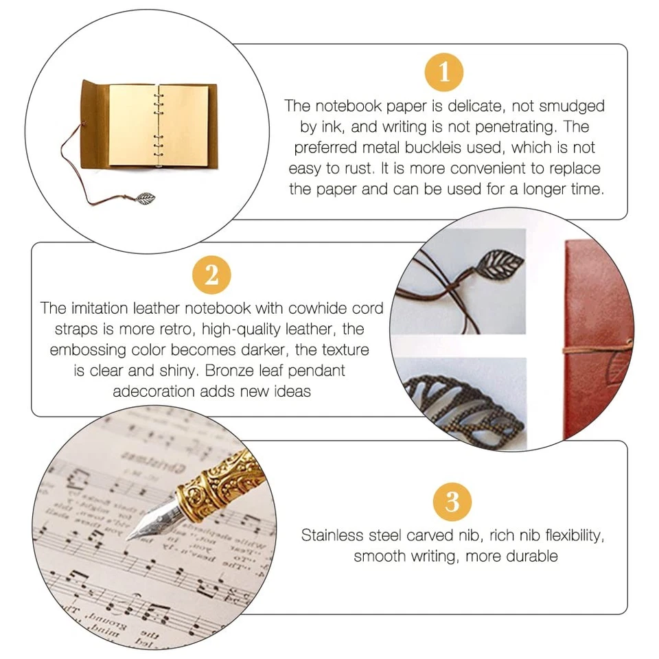 Schreibfeder Notizblock Set Vintage Kalligraphie Foreverup Federkiel-Set Dip Pen - Bild 3 von 4