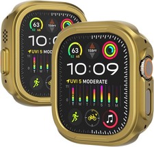 Metal Case for Apple Watch Ultra 49mm Shockproof Bumper, Gold, Protective Edge