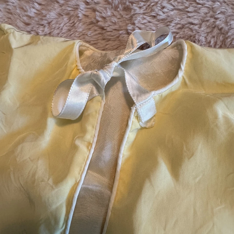 Винтажная детская рубашка 60-х желтая атласная шелковистая вышитая унисекс галстук-галстук - Изображение 3 из 4